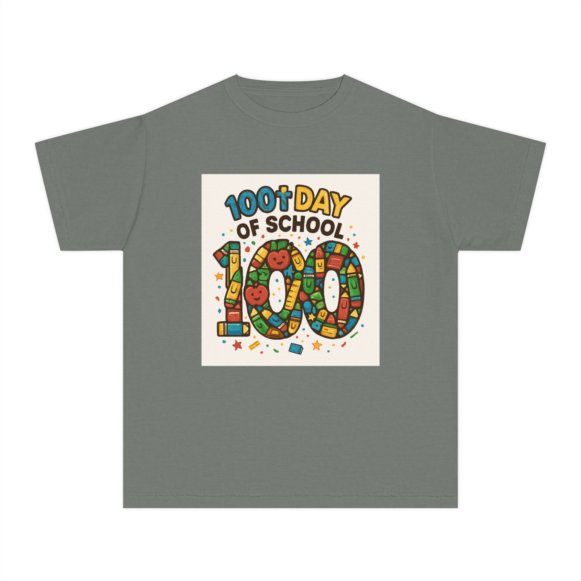 Youth 100th Day of School Tee, Fun School Celebration Shirt, Kids Milestone T-Shirt, Classroom Activity Top, Retro Style Tee