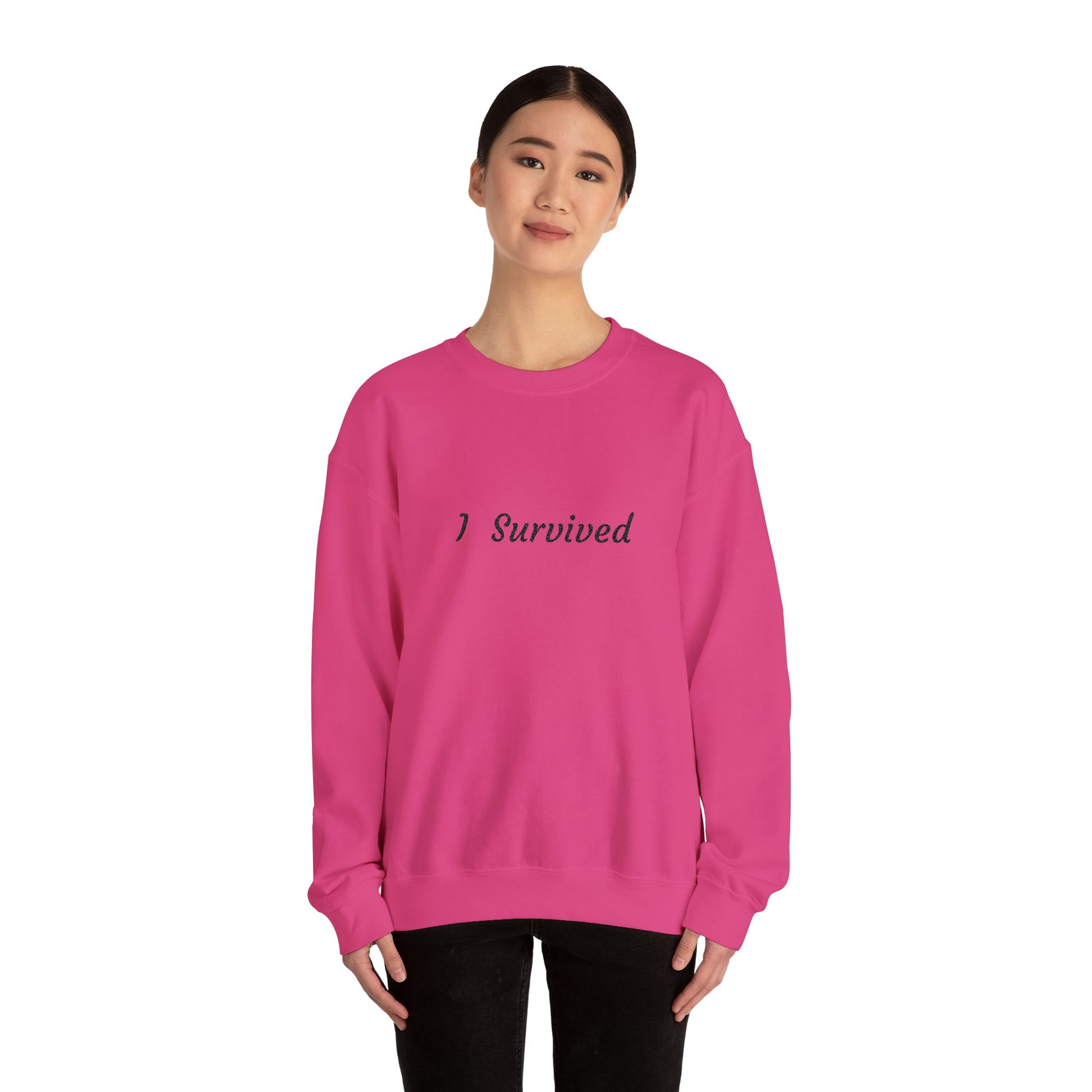 I Survived Crewneck Sweatshirt, Cancer survivor,Inspirational Gift, Motivational Apparel, Casual Wear, Cozy Fashion, Unisex Sweatshirt