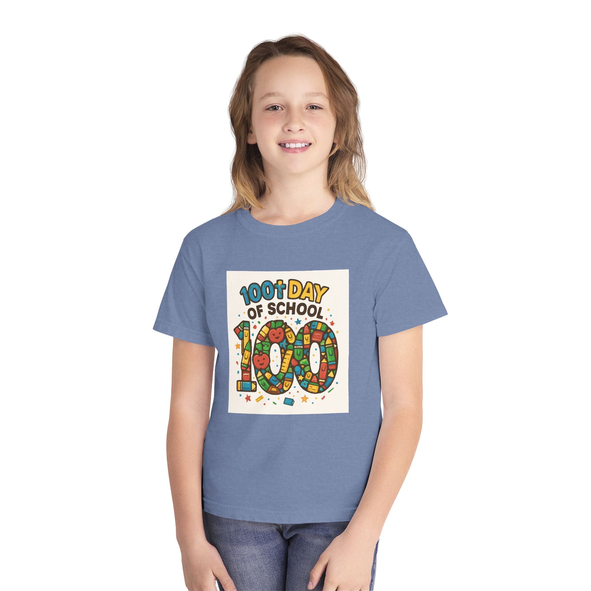 Youth 100th Day of School Tee, Fun School Celebration Shirt, Kids Milestone T-Shirt, Classroom Activity Top, Retro Style Tee