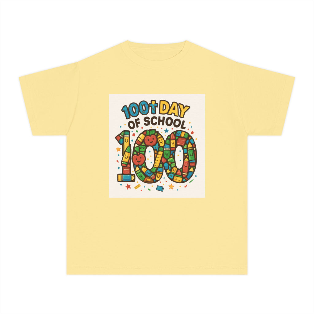 Youth 100th Day of School Tee, Fun School Celebration Shirt, Kids Milestone T-Shirt, Classroom Activity Top, Retro Style Tee