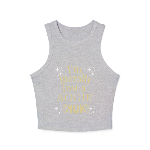 “I’m Literally Just an Aggie Mom” Rib Racer Tank Top 💙💛