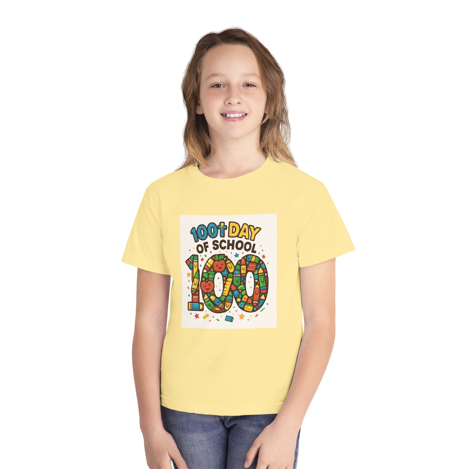 Youth 100th Day of School Tee, Fun School Celebration Shirt, Kids Milestone T-Shirt, Classroom Activity Top, Retro Style Tee