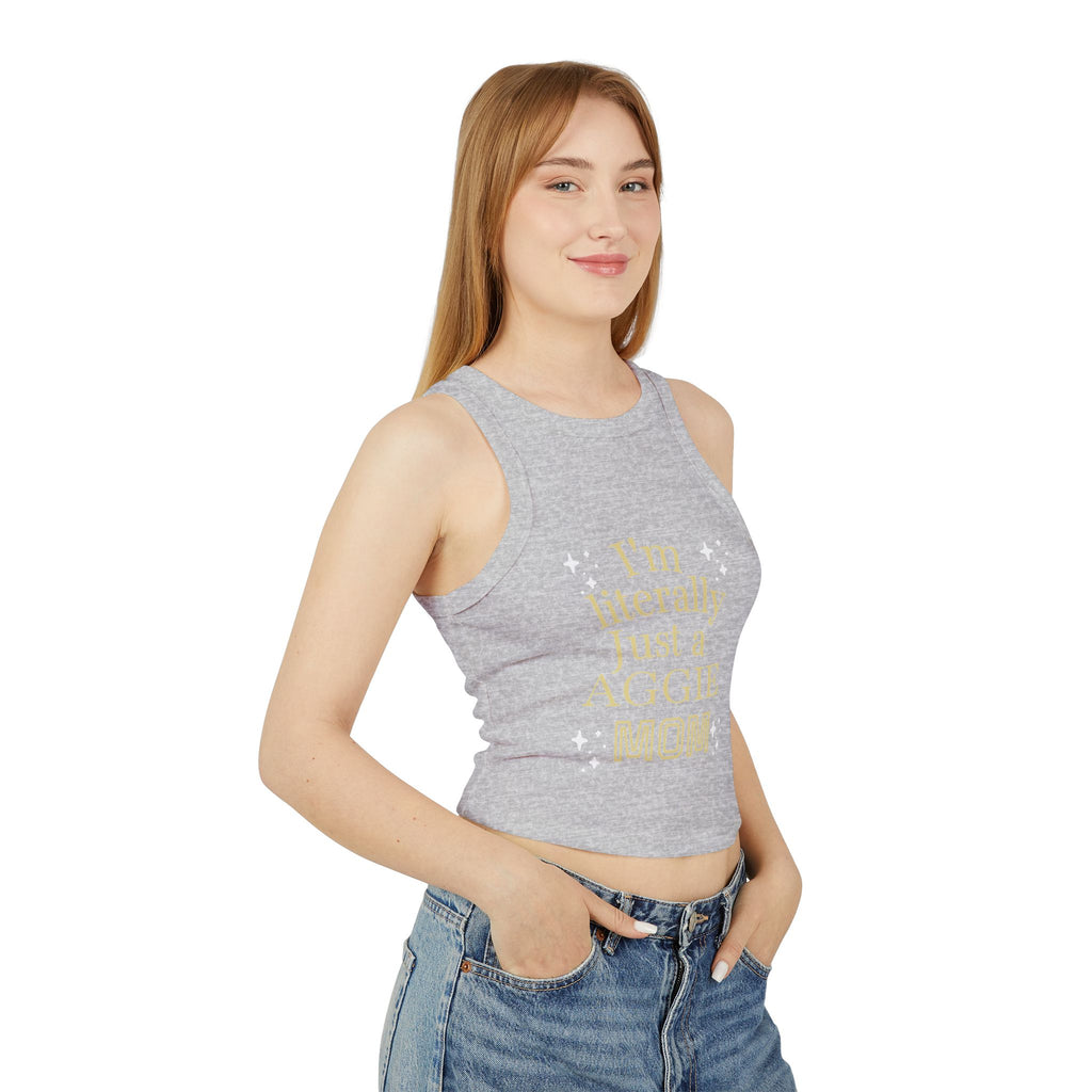 “I’m Literally Just an Aggie Mom” Rib Racer Tank Top 💙💛