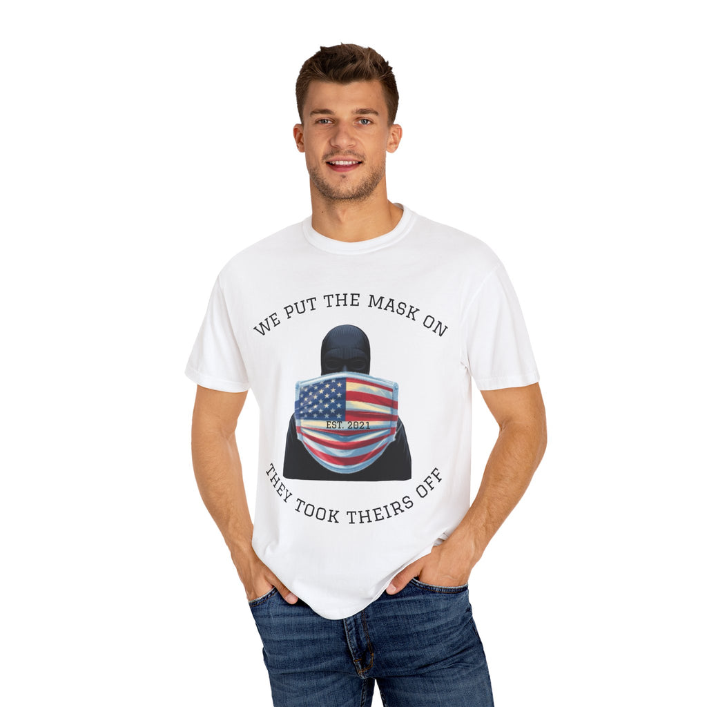 Patriotic Statement T-Shirt, We Put the Mask On Tee, Unisex Casual Shirt, American Flag Apparel, Perfect for Independence Day, Gift [...]