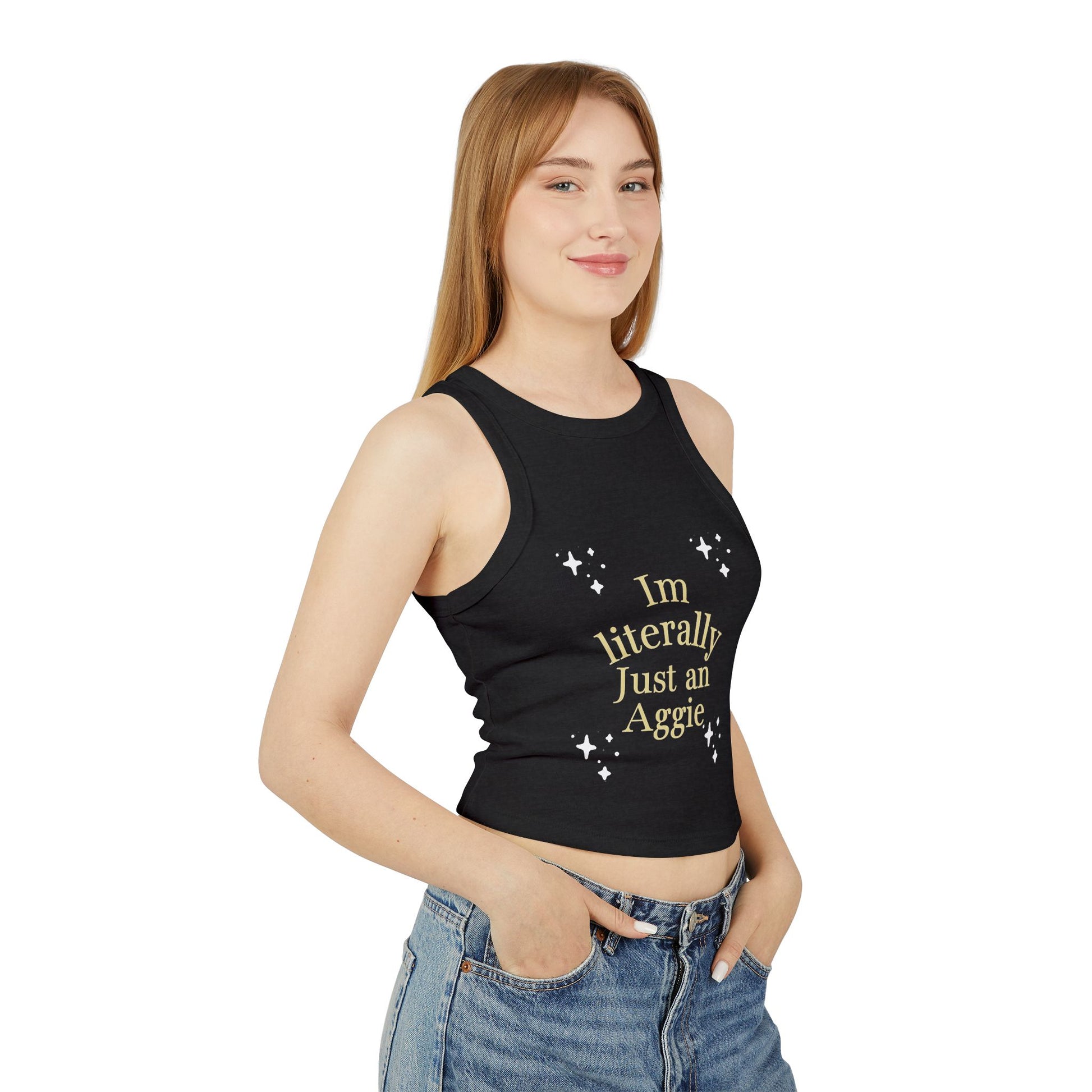 “I’m Literally Just an Aggie” Rib Racer Tank Top 💅🏽💙💛