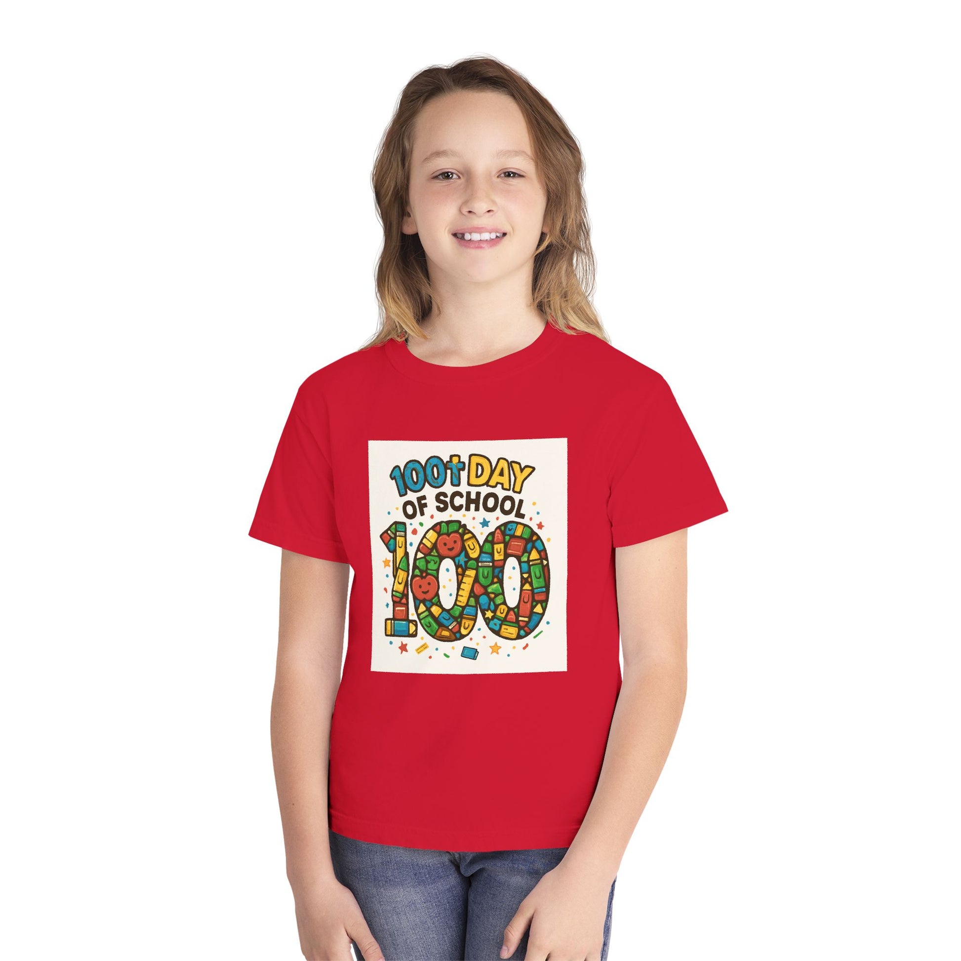 Youth 100th Day of School Tee, Fun School Celebration Shirt, Kids Milestone T-Shirt, Classroom Activity Top, Retro Style Tee