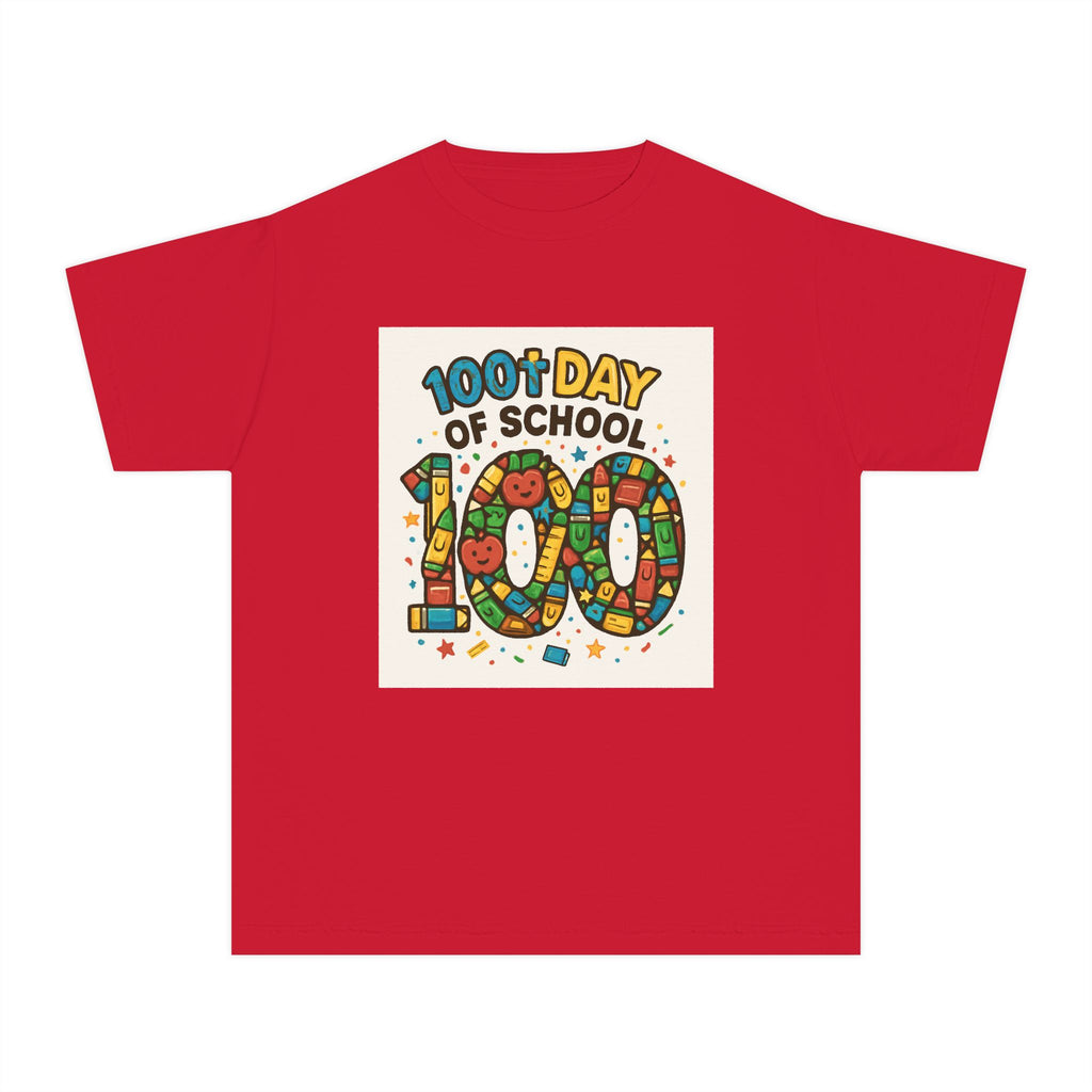 Youth 100th Day of School Tee, Fun School Celebration Shirt, Kids Milestone T-Shirt, Classroom Activity Top, Retro Style Tee