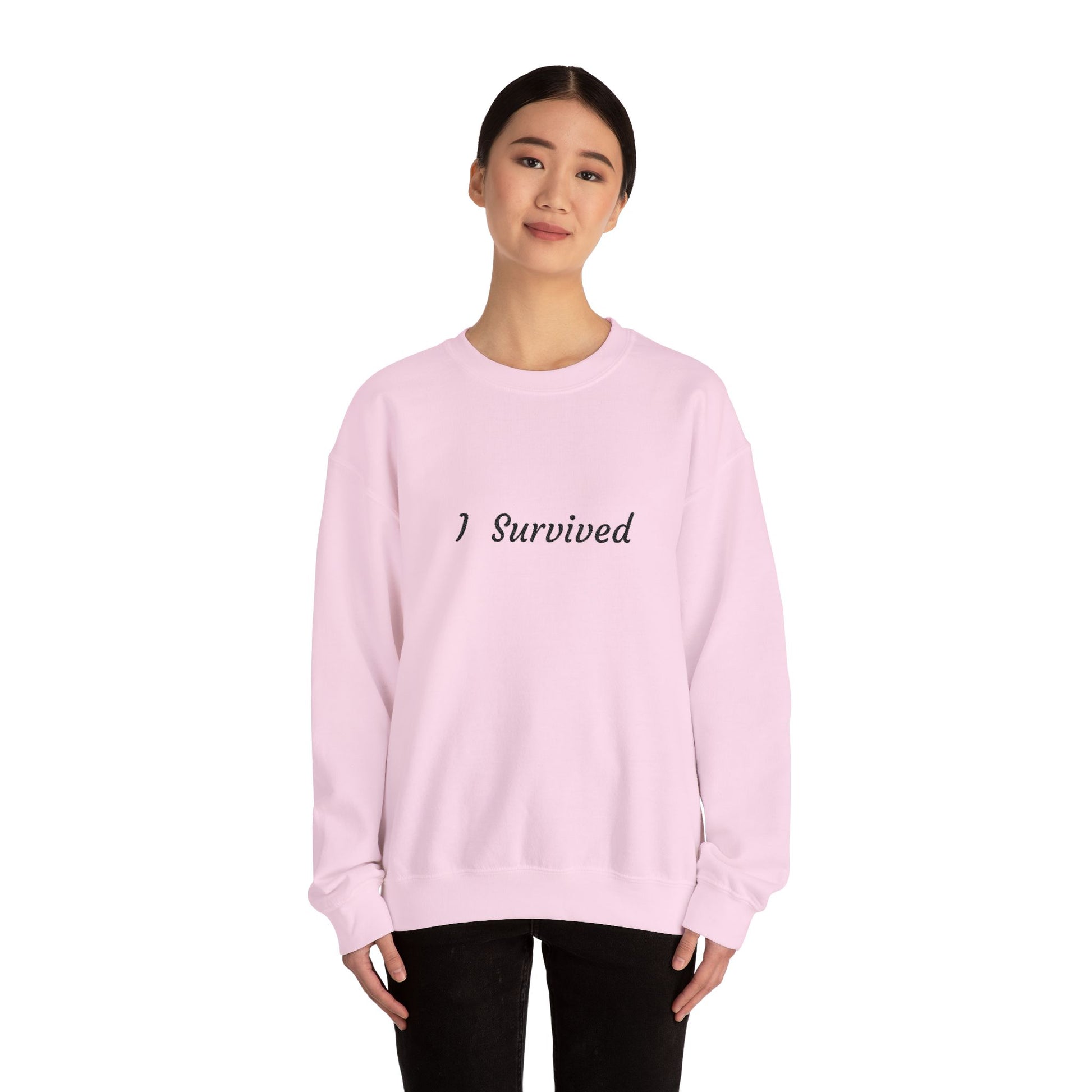 I Survived Crewneck Sweatshirt, Cancer survivor,Inspirational Gift, Motivational Apparel, Casual Wear, Cozy Fashion, Unisex Sweatshirt