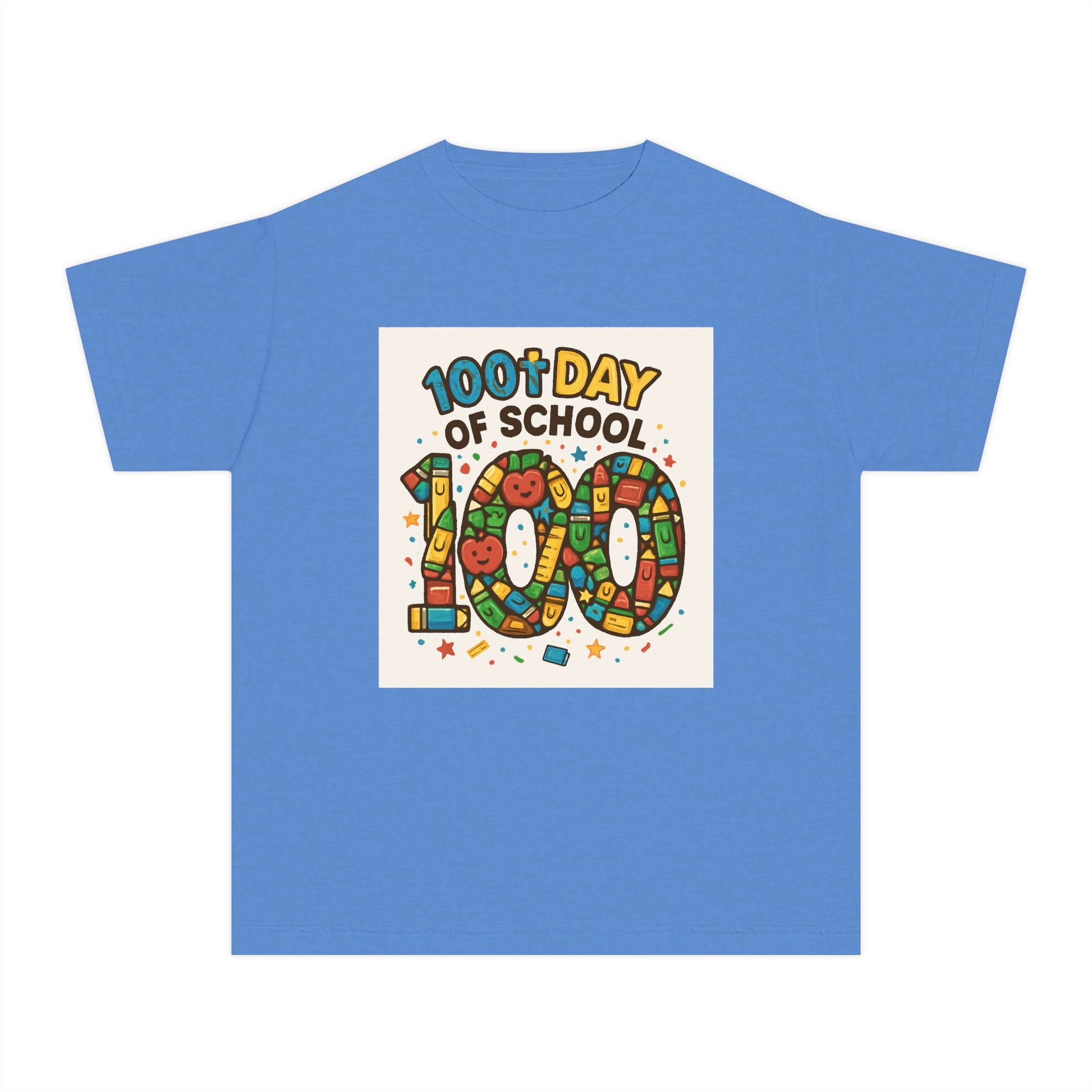Youth 100th Day of School Tee, Fun School Celebration Shirt, Kids Milestone T-Shirt, Classroom Activity Top, Retro Style Tee