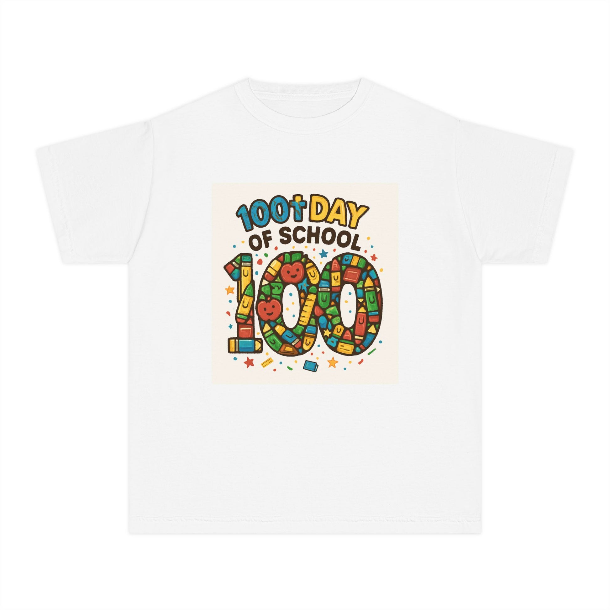 Youth 100th Day of School Tee, Fun School Celebration Shirt, Kids Milestone T-Shirt, Classroom Activity Top, Retro Style Tee