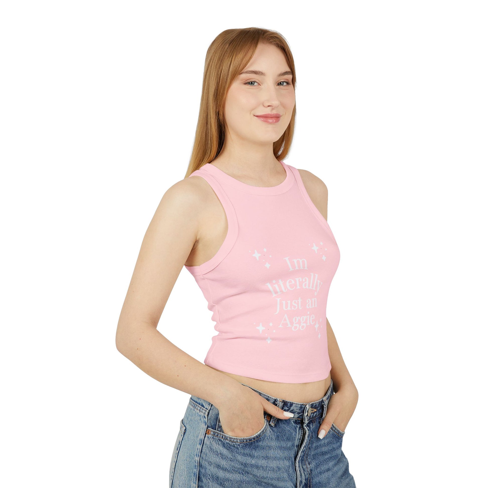 “I’m Literally Just an Aggie” Rib Racer Tank Top 💅🏽💙💛