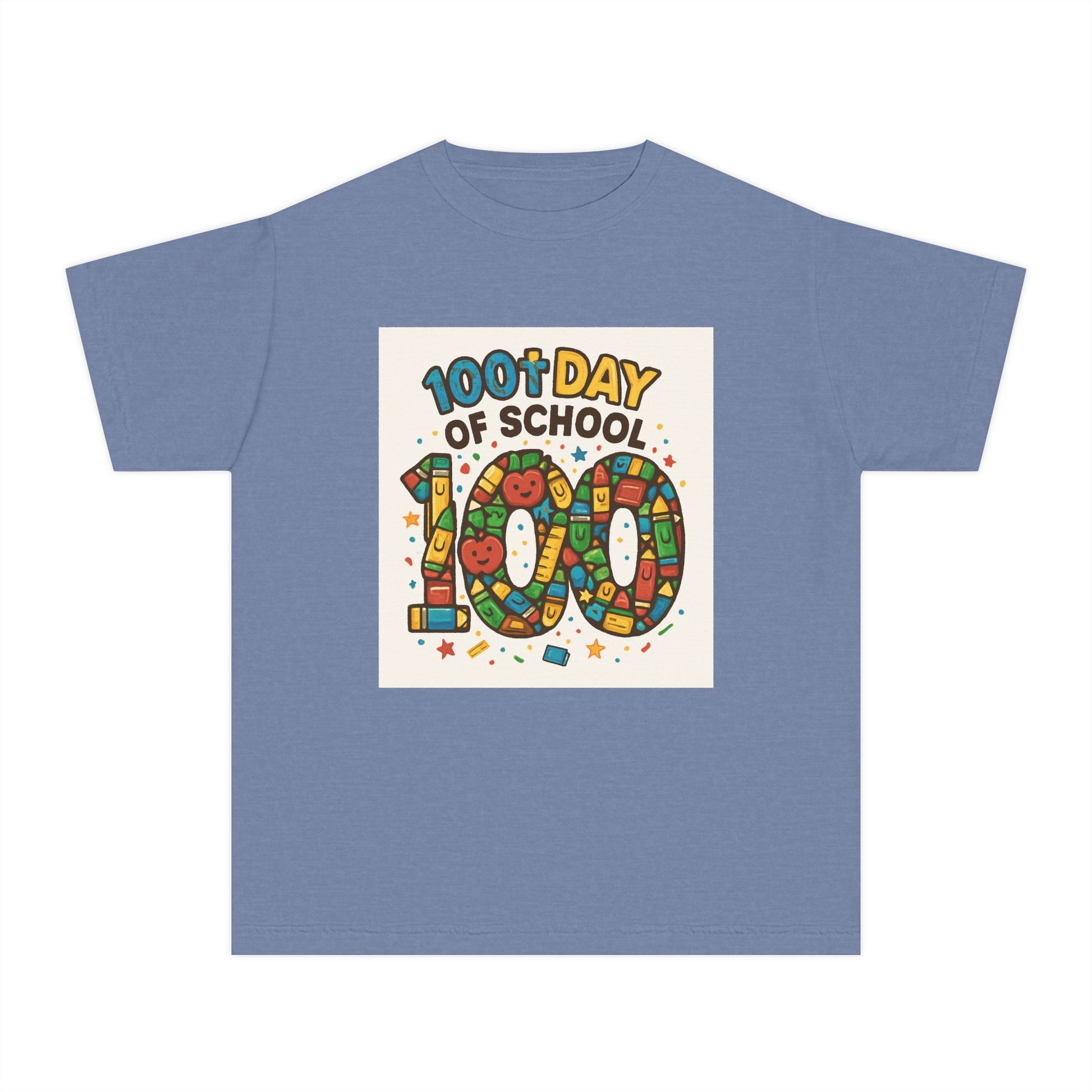 Youth 100th Day of School Tee, Fun School Celebration Shirt, Kids Milestone T-Shirt, Classroom Activity Top, Retro Style Tee