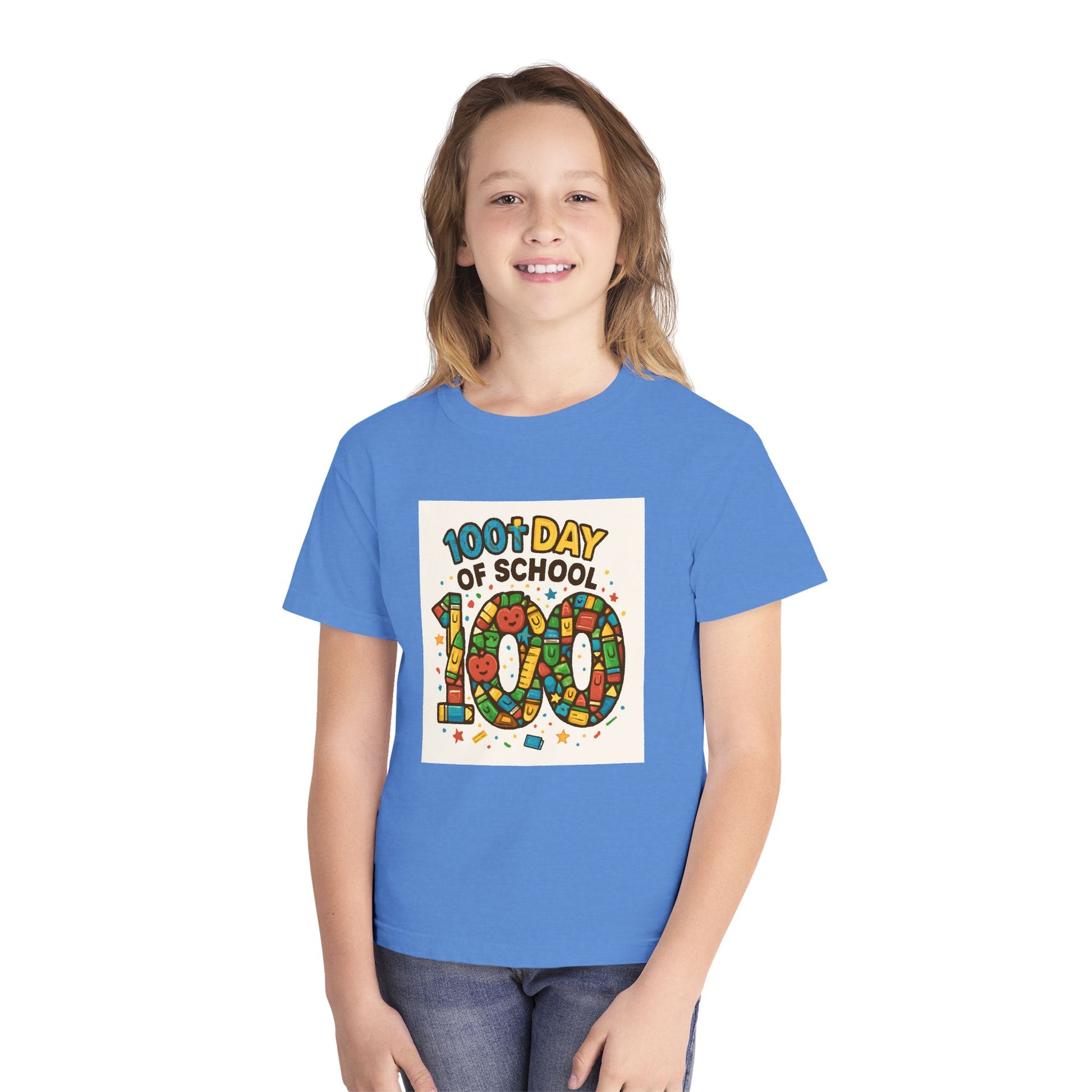 Youth 100th Day of School Tee, Fun School Celebration Shirt, Kids Milestone T-Shirt, Classroom Activity Top, Retro Style Tee