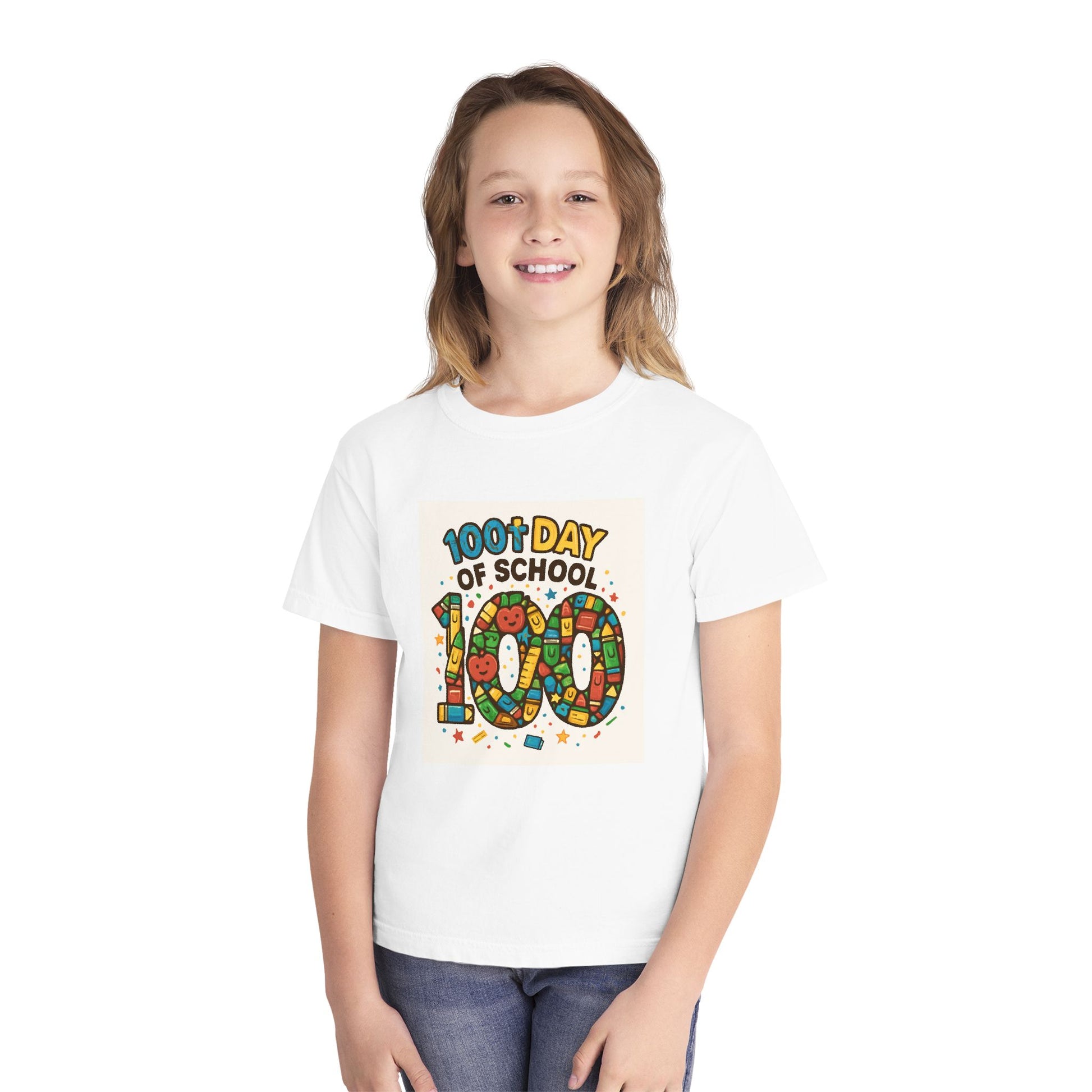 Youth 100th Day of School Tee, Fun School Celebration Shirt, Kids Milestone T-Shirt, Classroom Activity Top, Retro Style Tee