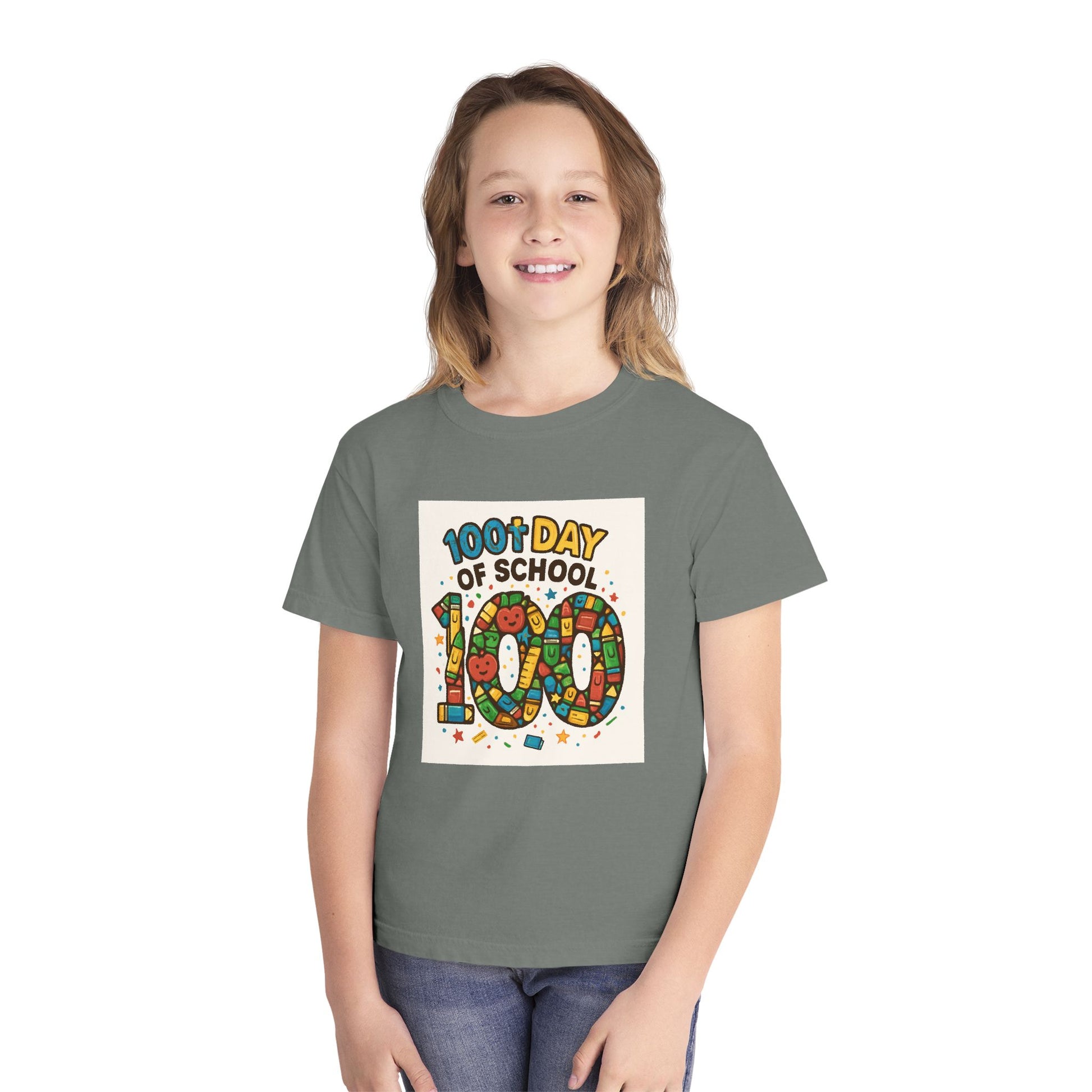 Youth 100th Day of School Tee, Fun School Celebration Shirt, Kids Milestone T-Shirt, Classroom Activity Top, Retro Style Tee